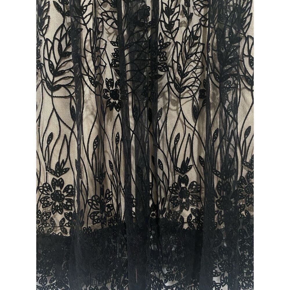 Metro Wear Skirt Black Mesh Floral Overlay Tan Lining Sz PS Elastic Waist 28 - Picture 14 of 14
